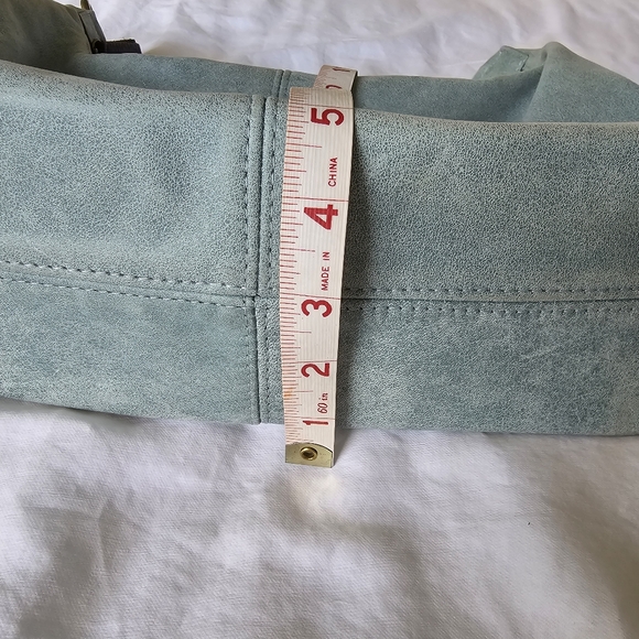 Henri Lou Suede Teal Blue Green Shoulder Bag - Picture 15 of 17